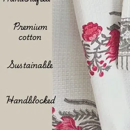 Pink Potli White & Red Floral Printed Organic Cotton 300 GSM Bath Towel-0