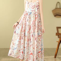 JC Mode Floral Printed Shoulder Straps Empire Maxi Dress-image-82