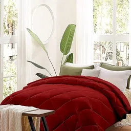 Comfowell Maroon & White Checked Heavy Winter 210 GSM Double Bed Comforter-3