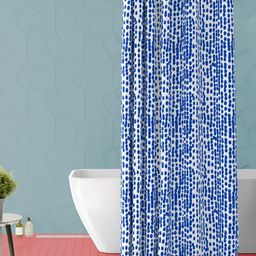ArtzFolio Blue and White Geometric Printed Waterproof Shower Curtain-10