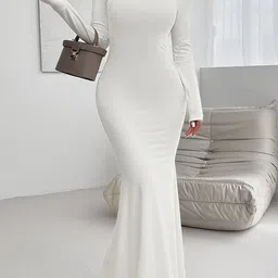 StyleCast x Revolte Bodycon Solid Maxi Dress-image-57