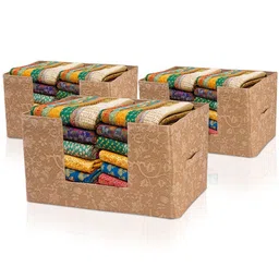 Kuber Industries Beige & Cream Colored 3 Pieces Printed Cloth Organisers-17