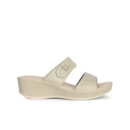 Bata comfit PU Platform Sandals with Laser Cuts image 4