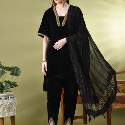 Sangria Embellished A-Line Kurta & Dhoti Pant With Dupatta-picture-5