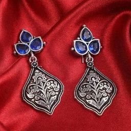 OPUS GEMS Artificial Stones Studded Teardrop Shaped Drop Earrings-image-73