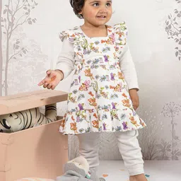 THE BABY TRUNK Floral Print Organic Cotton Pinafore Dress-image-87