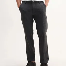 RARE RABBIT Men Solid Mid-Rise Regular Fit Tailored Trousers-image-1