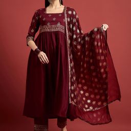 all about you Women Ethnic Motifs Printed Regular Kurta with Trousers & With Dupatta-picture-9