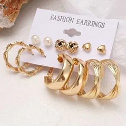DIVASTRI Set Of 6 Gold-Plated Heart Shaped Studs-30
