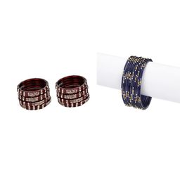 Somil Combo Glass Bangles For Women | Traditional Bangles Set | Daily, Festive & Party, Combo Of 2 Set, Maroon, Blue-image-54