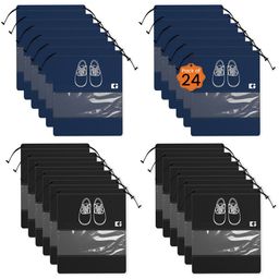 Kuber Industries Navy Blue & Black 24 Pieces Printed Non-Woven Shoe Cover Bags-image-23