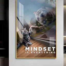 THE NEXT DECOR Blue & Brown Prospective Matter Mindset Glass Finish Vertical Wall Art-image-92