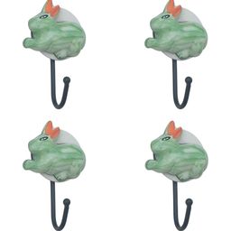IndianShelf White & Green 4 Pieces Ceramic Rabbit Key Wall Hooks-image-3