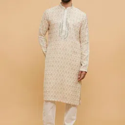 Twamev Men Embroidered Regular Mirror Work Kurta with Churidar-image-98