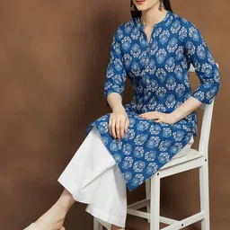 Melange by Lifestyle Women Geometric Printed Daily Cotton Straight Kurta-picture-29