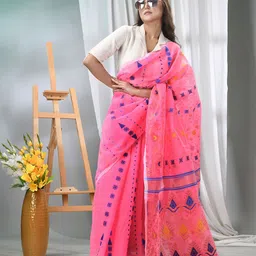 TANTLOOM Silk Cotton Jamdani Saree-picture-47