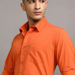 KETCH Men Spread Collar Solid Cotton Slim Fit Casual Shirt-image-39