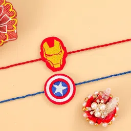 Disney By Yellow Bee Kids Set Of 2 Marvel Therad Rakhis With Roli Chawal & Greeting Card-52
