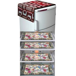 LooMantha 5-Pcs White & Pink Printed Fridge Cover-image-28