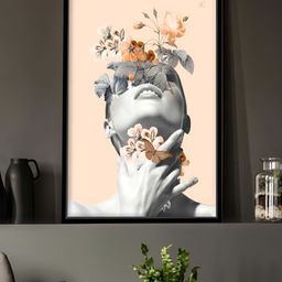 Myntra Elegant Homes Beige & Grey Single Piece Canvas Floral and Botanical Wall Paintings-image-5
