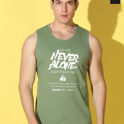 WOOSTRO Pack Of 2 Printed Super Combed Cotton Gym Vests VWS26(ALONE LGTGREEN)(BKLN BLACK)-image-98