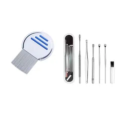 skrynnzer 8 Pieces Lice Egg Removal Comb & Ear Pick Earwax Removal Kit-87