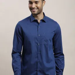 Turtle Men Classic Spread Collar Micro Ditsy Printed Cotton Slim Fit Formal Shirt-image-89