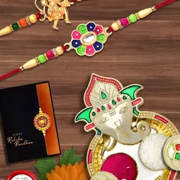 DeoDap Rakhi Pooja Thali Roli Chawal Coin & Greeting Card Rakhi Gift Set-image-73
