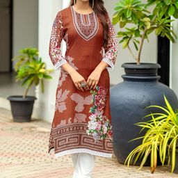 all about you Women Floral Printed Regular Kurta with Trousers-picture-20