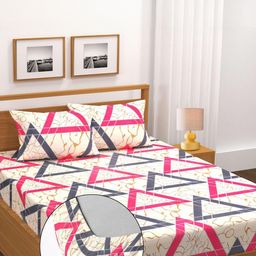 HIYANSHI HOME FURNISHING Multicoloured Geometric 330 TC King Bedsheet with 2 Pillow Covers-image-35