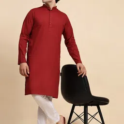 SKAVIJ Men Regular Pure Cotton Kurta with Pyjamas-image-76