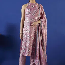 Anouk Floral Printed Halter Neck Straight Kurta With Trousers And Dupatta-image-42