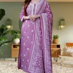 HETVI CREATION Embroidered Regular Kurta with Trousers & With Dupatta-image-22