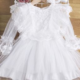 YK Girls Lace Inserts Flutter Sleeve Tulle Fit & Flare Mini Dress-picture-20