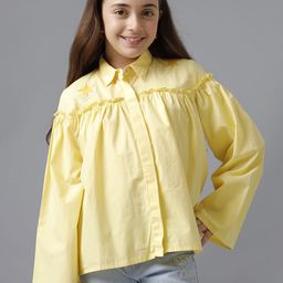 UNDER FOURTEEN ONLY Flared Sleeve Cotton Shirt Style Top-image-57