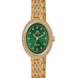 Exotica Fashion Women Brass Dial & Stainless Steel Straps Watch EX-2518-Gold Green-52