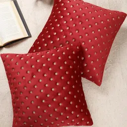 Dot Embroidered Design, Set of 2 Pieces Velvet Cushion Cover-47