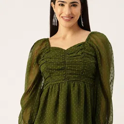 Moda Rapido Women Self Design Ruched Peplum Top-picture-18