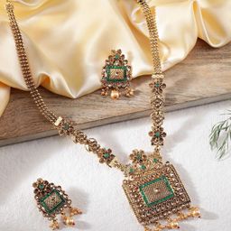 Anouk Gold-Plated Kundan Studded & Beaded Jewellery Set-image-86