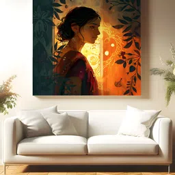 Indianara Black & Orange 1 Piece Wood Other Wall Paintings-15
