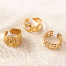 Niska Set Of 3 Gold-Plated Stainless Steel Finger Rings-image-43