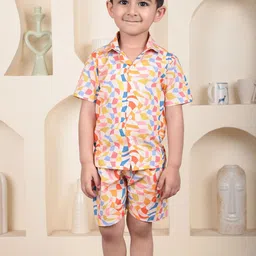 Polka Tots Boys Printed Shirt with Shorts-40