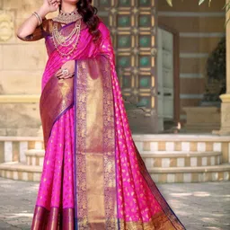 jayant creation Pink Silk Blend Barasi Sarees-picture-43