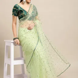 Warthy Ent Floral Embroidered Net Saree-picture-57
