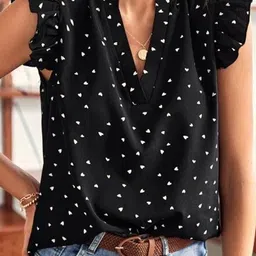 Stylecast X Slyck 
Conversational Printed Mandarin Collar Ruffled Sleeve Top-picture-37