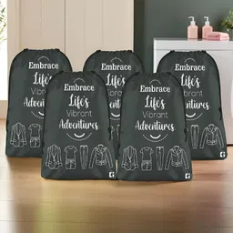Aura Grey & White 5 Pieces Printed Water Resistant Laundry Bags-9