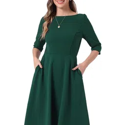 C4D Puff Sleeve Fit & Flare Midi Dress-picture-40