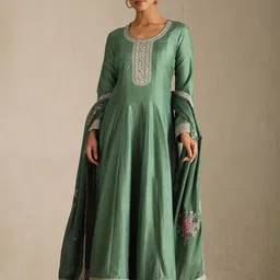 Soch Embroidered Maxi Ethnic Dress With Dupatta-image-53
