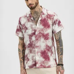 Snitch Men Relaxed Cuban Collar Abstract Printed Casual Shirt-image-90