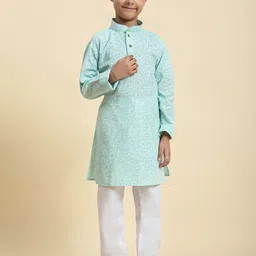 Pro-Ethic STYLE DEVELOPER Boys Ethnic Motifs Printed Regular Pure Cotton Kurta with Pyjamas-55
